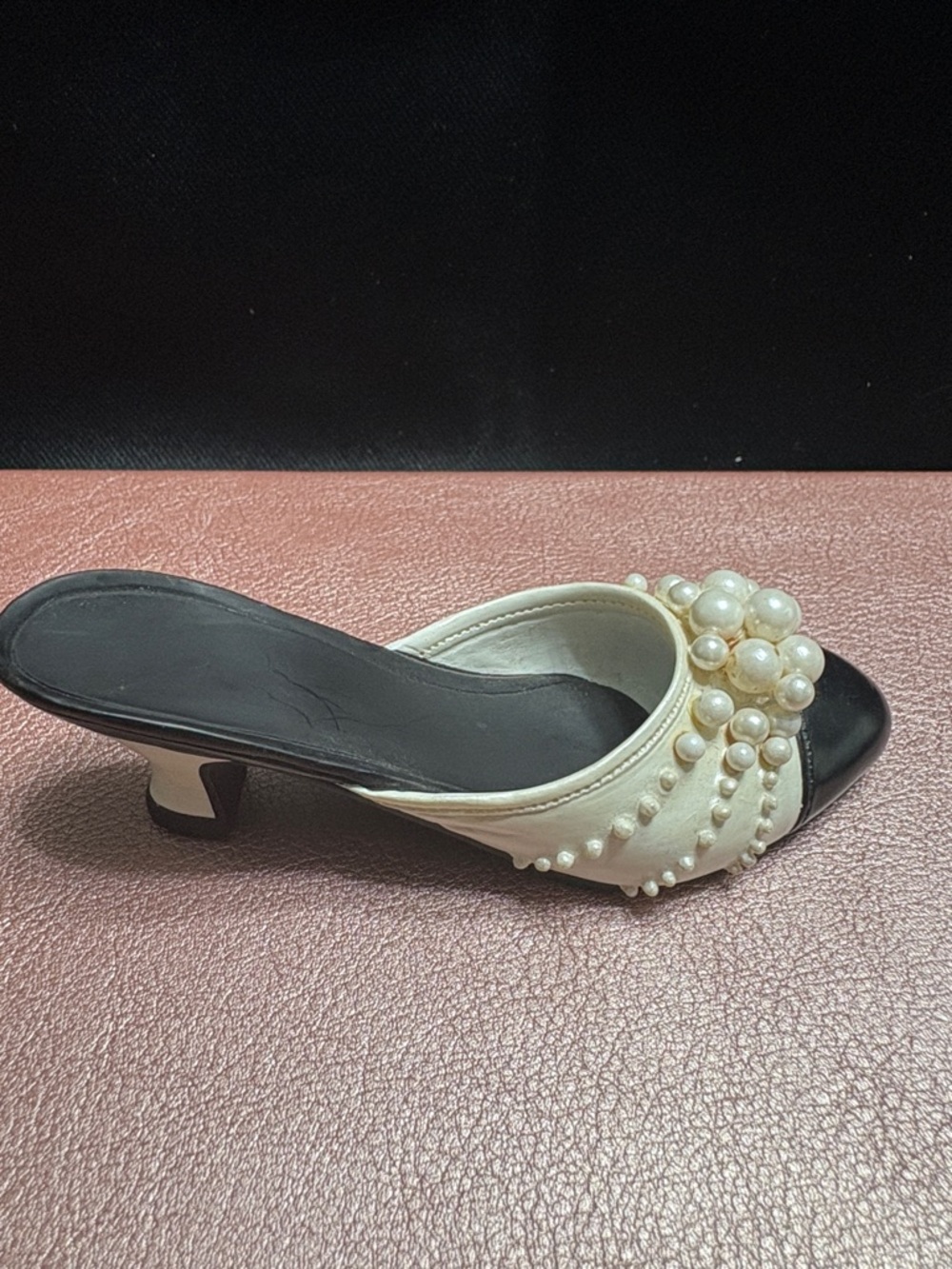 Elegant Pearl-Embellished Black and Cream Women's Shoes
